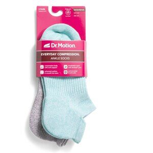 DR MOTION Blue Marl 2pk Marled Compression Ankle Socks
